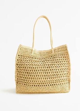 Сумка-тоут abercrombie & fitch бежева straw packable tote bag