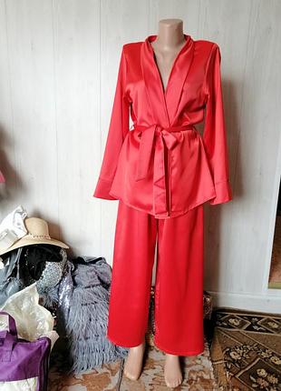 Атласный костюм комбинезон кимоно плотный атлас