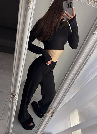 Новый костюм в рубчик топ+ штаны клеш