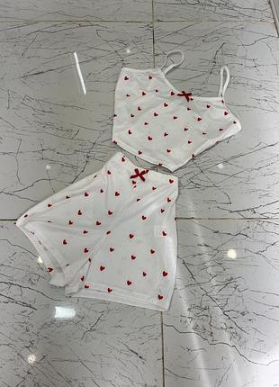 Піжамка у сердечка майка і шортики