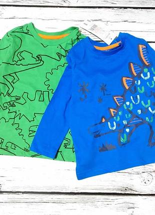 Лонгслив детский на мальчика реглан тонкая кофта набор комплект с динозаврами f&amp;f