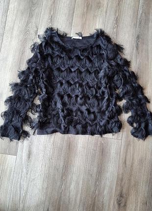 Mango suit легкий летний свитер, лонг, пушистый, с бахромой
