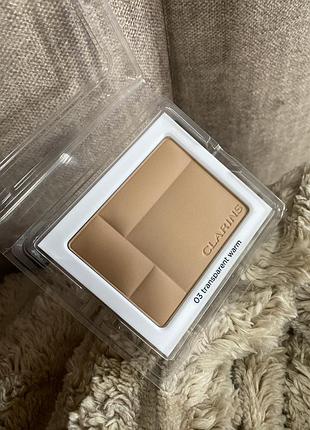 Clarins компактна мінеральна пудра для обличчя ever matte radiant matifying powder, 03 transparent