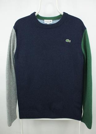Стильный шерстяной свитер пуловер lacoste regular fit colorblock fit sweater men's