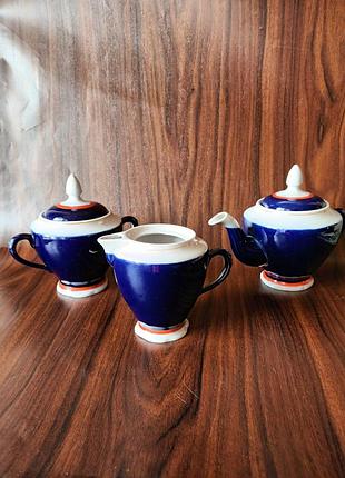 Чайный винтажный комплект кобальт довбыш