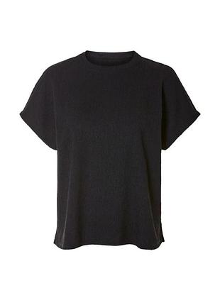 Женская чёрная футболка с жатой структурой esmara® размер s m2 фото