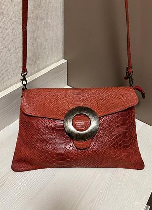 Genuine leather кожаная cумка кросс-боди