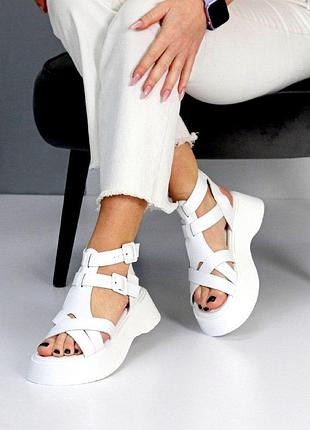 Високі шкіряні босоніжки в кольорах 🍒24127-29