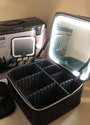 Портативная косметикачка с зеркалом и led подсветкой