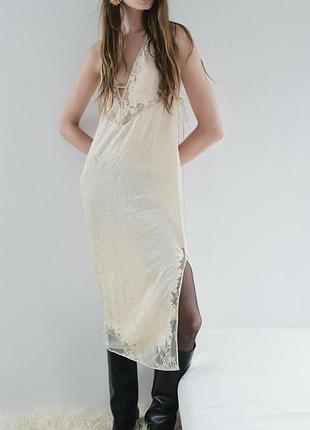 Сукня плаття сарафан з мереживом zara