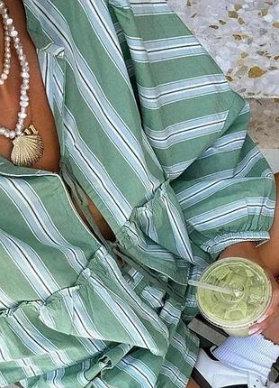 Костюм в полоску шорти блуза сорочка на зав'язках вільний крій м