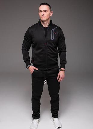 Чоловічий спортивний костюм чорний без капюшона "alter" прямі штани