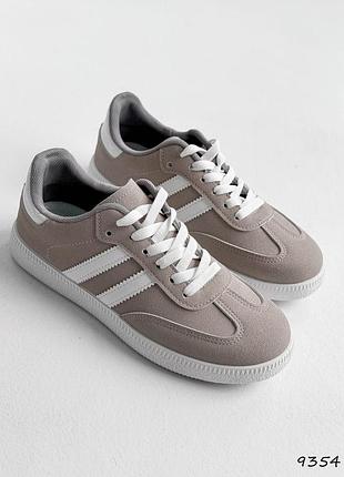 Кеды женские cam серые + белый, натуральная кожа