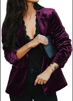 Оксамитовий велюровий жіночий блейзер марсала 48 р