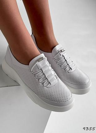 Мокасины женские vellos белые, натуральная кожа