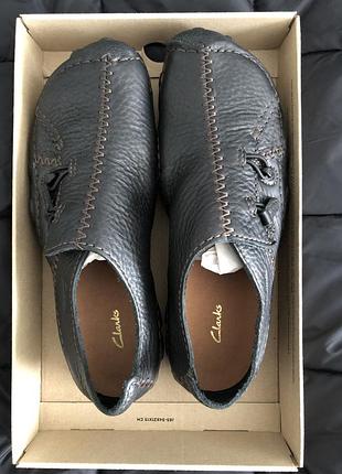 Кроссовки/мокасины clarks, размер 42,5, кожаные, черные