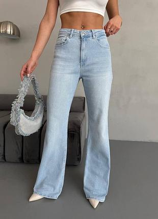 Женские джинсы flare fit клеш на высокой посадке, джинсовые брюки расклешенные