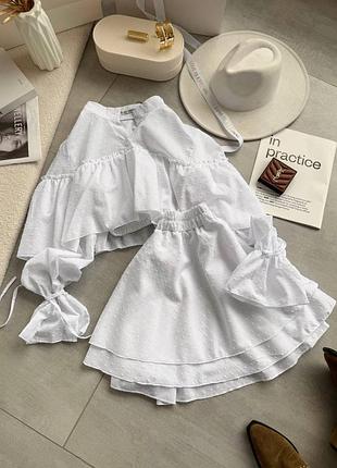 Костюм (юбка+рубашка) из прошвы