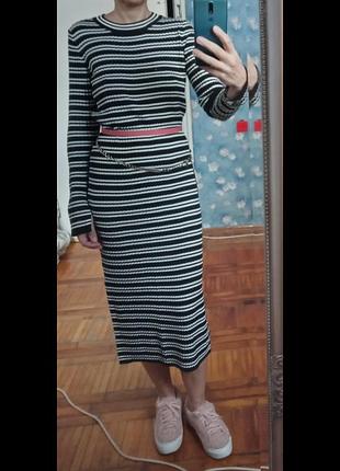 Новое трикотажное платье миди h&m платье трикотажное платье слип рубчик вискоза хлопок полоска7 фото