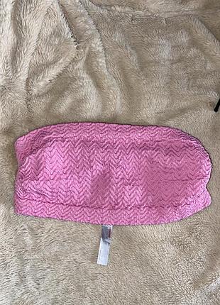 Кроп топ бандо бесшовний фактурний жатка м’який яскравий рожевий сірень м