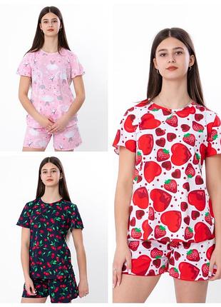 Легкая летняя пижама для девочек подростковая, легкий и удобный летний комплект шорты и футболка