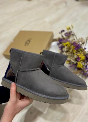 Женские серные угги ugg mini grey metallic