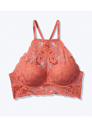 M-b80-c75 pink push-up пуш-ап лиф бюстгальтер бюстик терракотовый кружево