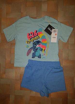 Піжама disney стик 3-4 роки 104 см, комплект котон stitch футболка-шорти, унісекс