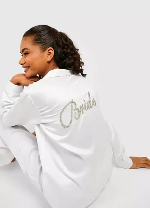 Bride 👰піжама біла  комплект з прикрасою для нареченої