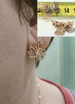 Сережки листок 585 штамп золота.