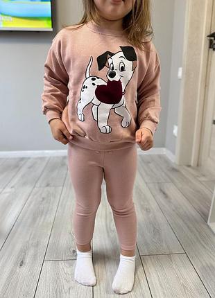 Костюм zara с принтом собака спортивный повседневный леггинсы лосины свитшот 2 3 года 92 98