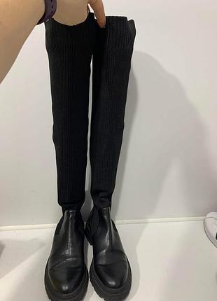 Zara сапожки чулок, ботфорди ❤️‍🔥