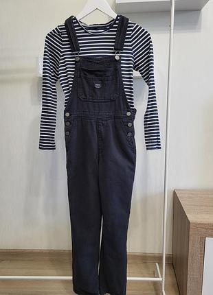 Джинсовий комбінезон чорний для підлітка дівчини pull and bear