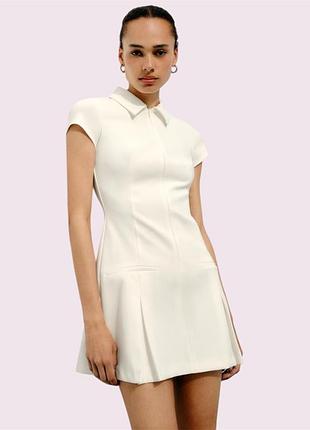 Платье короткое белое на молнии xs zara