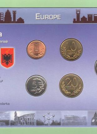 Набор монет албания пластик картон набір албанія блистер запайка