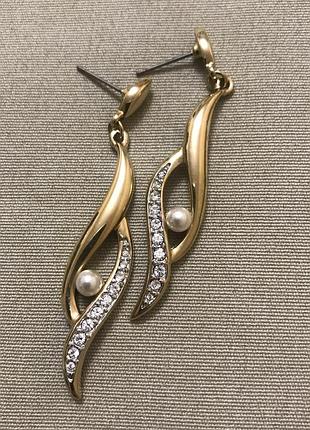 Серьги в позолоте с кристаллами винтаж