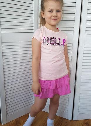 Футболка для девочки с паетками перевертыш