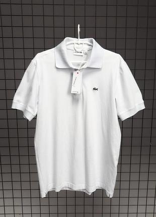 Трендовое поло мужское lacoste original три цвета черный белый бежевый 5