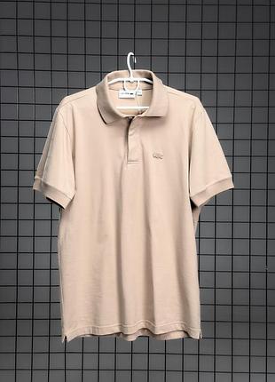 Трендовое поло мужское lacoste original три цвета черный белый бежевый 4