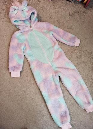 Тепла піжама ромпер кігурумі на дівчинку зріст 116 122 єдиноріжка