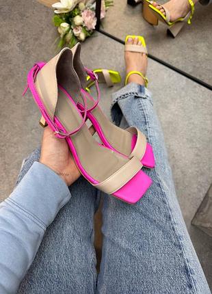 Жіночі босоніжки із натуральної шкіри на шпильці 😍