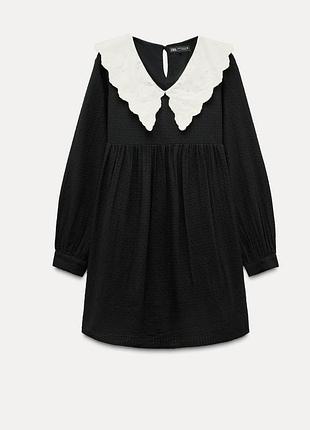 Сукня сарафан zara з мереживом з комірцем