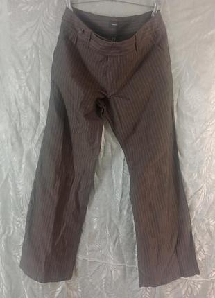 Лёгкие широкие брюки брючки в полоску средняя талия-посадка в полоску. mexx брендовые