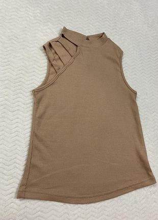 Майка жіноча shein мокко/темний беж xs-s