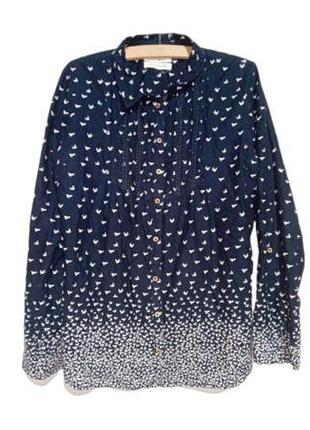 Рубашка, блуза женская для беременных beacan cove из хлопка, l, 48 р., демисезон синяя с принтом