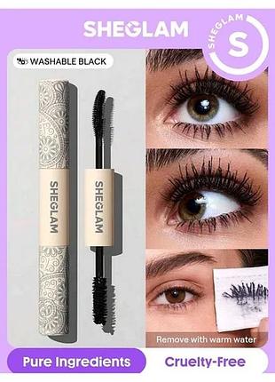 Тушь для длины и объема ресниц sheglam all-in-one volume & length mascara-washable black