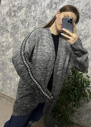 Кардиган серый вязаный кардиган с камушками janina