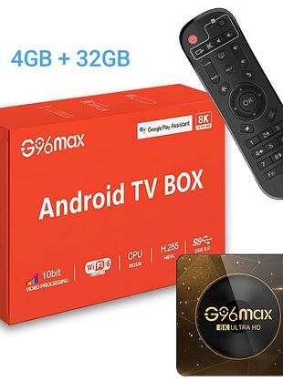 Смарт приставка smart tv g96 max rk3528 android 13 тв бокс 4 гб 32 гб андроїд 13