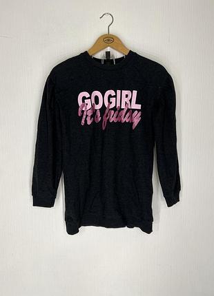 Худи, удлиненный свитшот с надписью, кофта