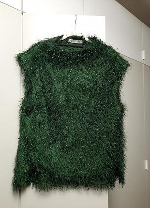 Zara женский жилет изумрудная травка💚